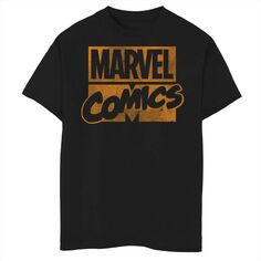 Оранжевая футболка с логотипом Marvel Classic Comics Stack для мальчиков 8–20 лет с графическим рисунком в тон Marvel