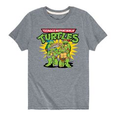 Футболка с рисунком TMNT Pizza Dudes для мальчиков 8–20 лет Nickelodeon, серый
