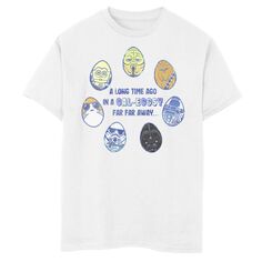 Футболка с рисунком Gal-Eggsy Far Away для мальчиков 8–20 лет «Звездные войны, Пасха» Star Wars, белый