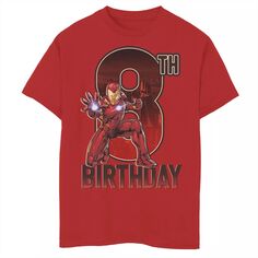Футболка с графическим рисунком «Железный человек Марвел» на 8-й день рождения для мальчиков 8–20 лет Marvel