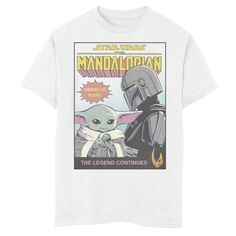 Футболка с графическим рисунком «Звёздные войны: Мандалорец и дитя» для мальчиков 8–20 лет, известная как Малыш Йода, с обложкой комикса «Легенда» Star Wars, белый