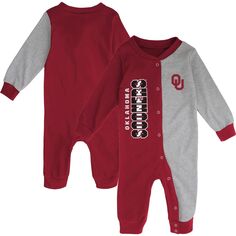 Двухцветная спальная рубашка для младенцев малинового/серого цвета «Оклахома Сунерс» в перерыве между таймами Outerstuff