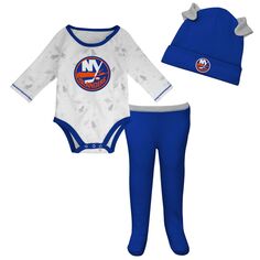 Белый/комплект из шапки и боди Royal New York Islanders Dream Team для новорожденных и младенцев Outerstuff