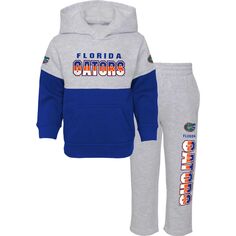 Пуловер с капюшоном и штанами для малышей Heather Grey/Royal Florida Gators Playmaker Outerstuff