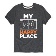 Баскетбольная футболка с рисунком My Happy Place для мальчиков 8–20 лет Licensed Character, серый
