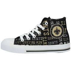 Молодежные черные высокие кроссовки из парусины New Orleans Saints с повторяющимся текстом FOCO Unbranded