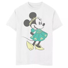 Футболка Disney&apos;s Mickey Mouse &amp; Friends с рисунком Минни для мальчиков 8–20 лет, посвященная Дню Святого Патрика Disney, белый