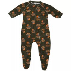 Коричневые детские пижамы с молнией во всю длину и реглан для младенцев Cleveland Browns Outerstuff