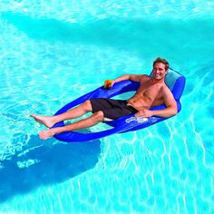 SwimWays Spring Float Recliner XL Надувной шезлонг для бассейна, синий SwimWays