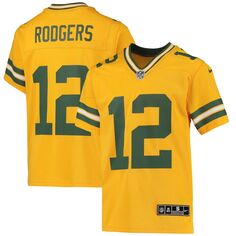 Молодежная футболка Nike Aaron Rodgers Gold Green Bay Packers Inverted Team Game Nike