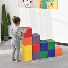 Soozier, 12 шт., мягкие игровые блоки, мягкие игрушки из пенопласта, строительные и штабелируемые блоки, совместимые обучающие игрушки для малышей, детей дошкольного возраста Soozier