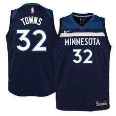 Молодежная футболка Nike Karl-Anthony Towns Navy Minnesota Timberwolves Swingman — Icon Edition Nike