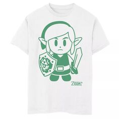 Зеленая футболка с рисунком Nintendo Legend Of Zelda Links Awakening Link для мальчиков 8–20 лет Licensed Character, белый
