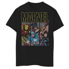 Классическая футболка с графической панелью Marvel Avengers Group для мальчиков 8–20 лет Marvel