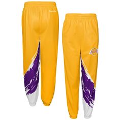 Молодежные брюки-ветровка Mitchell &amp; Ness Gold Los Angeles Lakers Paintbrush Unbranded