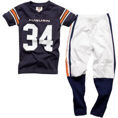 Футбольный пижамный комплект для дошкольников Auburn Tigers — белый/темно-синий Unbranded