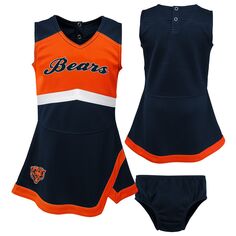Платье-джемпер для девочек-младенцев темно-синего/оранжевого цвета Chicago Bears Cheer Captain Outerstuff