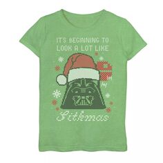 Рождественская футболка с изображением Санта-Вейдера и Ситмаса для девочек 7–16 лет Star Wars