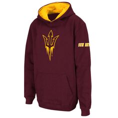 Пуловер с капюшоном и большим логотипом Youth Stadium Athletic Maroon Arizona State Sun Devils Unbranded