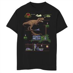 Футболка с изображением сцены цифровой видеоигры для мальчиков 8–20 лет «Парк Юрского периода» Jurassic Park