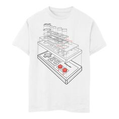 Игровая футболка со схемой контроллера Nintendo Essential для мальчиков 8–20 лет Licensed Character, белый