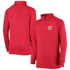 Красная куртка Youth Stitches Washington Nationals с молнией до четверти реглан Stitches