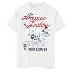 Футболка Disney&apos;s Minnie Mouse с рисунком комиксов American Darling для мальчиков 8–20 лет Disney, белый