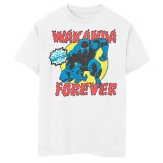 Винтажная футболка с рисунком Battle Pose для мальчиков 8–20 лет Marvel Black Panther Licensed Character, белый