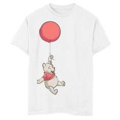 Футболка с плавающим красным воздушным шаром и изображением воздушного шара Disney&apos;s Winnie the Pooh для мальчиков 8–20 лет Disney, белый