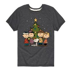 Футболка с рисунком Peanuts Christmas Group для мальчиков 8–20 лет Licensed Character, серый
