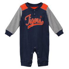 Темно-синий/серый джемпер с длинными рукавами для новорожденных и младенцев Detroit Tigers Scrimmage Outerstuff