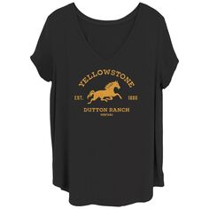 Детская футболка больших размеров с логотипом Yellowstone Dutton Ranch Horse и V-образным вырезом с графическим рисунком Licensed Character