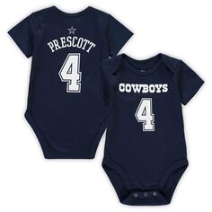 Боди Infant Dak Prescott Navy Dallas Cowboys Mainliner с именем и номером игрока Outerstuff