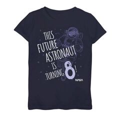 Футболка с наброском и графическим рисунком для девочек 7–16 лет, НАСА, «Этому будущему астронавту исполняется 8 лет» Licensed Character