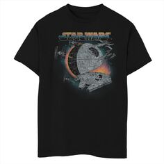 Потертая футболка с изображением космических кораблей в стиле ретро для мальчиков 8–20 лет Disney&apos;s Star Wars Disney