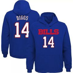 Молодежный пуловер с капюшоном Stefon Diggs Royal Buffalo Bills Mainliner с именем и номером игрока Outerstuff