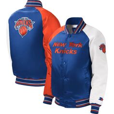 Университетская куртка с длинными кнопками реглан Youth Starter Royal New York Knicks Starter