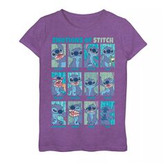 Футболка Disney&apos;s Lilo &amp; Stitch Girls 7–16 the Emotions Of Stitch с сетчатой ​​вставкой и графическим рисунком Licensed Character