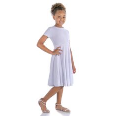 Платье для девочек с короткими рукавами и струящимся принтом для девочек 247 Comfort Kids, белый