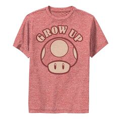 Футболка с надписью Nintendo Super Mario Mushroom Grow Up для мальчиков 8–20 лет Licensed Character