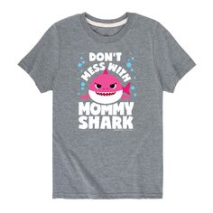 Футболка с рисунком «Не связывайтесь с мамой-акулой» для мальчиков 8–20 лет Baby Shark