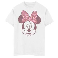 Футболка Disney&apos;s Mickey Mouse &amp; Friends с рисунком Минни и цветочным бантом для мальчиков 8–20 лет Disney, белый