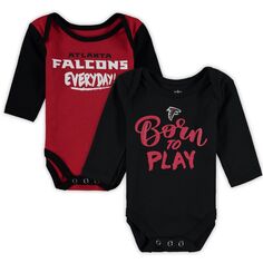 Комплект из 2 боди с длинными рукавами Little Player черного/красного цвета для новорожденных и младенцев Atlanta Falcons Outerstuff