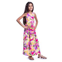 Платье макси без рукавов с ярким цветочным принтом для девочек 247 Comfort Kids
