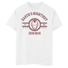 Футболка с логотипом Marvel Avengers Earth&apos;s Mightiest Iron Man для мальчиков 8–20 лет Marvel, белый