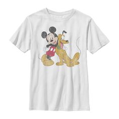 Классическая футболка с рисунком «Друзья» Disney&apos;s Mickey Mouse для мальчиков 8–20 лет и Pluto Disney, белый