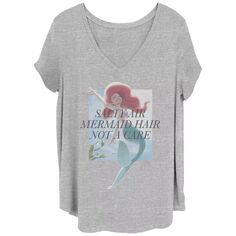 Футболка Disney&apos;s The Little Mermaid Ariel Juniors размера плюс с рисунком Salty Air Mermaid Hair Not A Care Disney