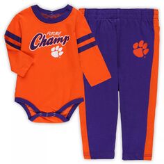 Оранжевый/фиолетовый комплект для новорожденных и младенцев Clemson Tigers Little Kicker, боди с длинными рукавами и спортивные штаны Outerstuff