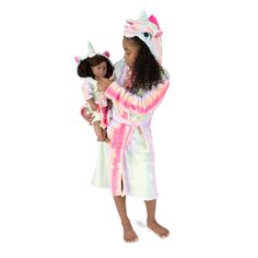 Флисовый халат с капюшоном для девочек и кукол Leveret Stars Leveret