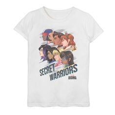 Футболка с рисунком Marvel Rising Secret Warriors Squad для девочек 7–16 лет Marvel, белый